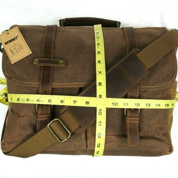 NEWHEY Messenger Bag Canvas Leather Bag - Picture 6 of 8